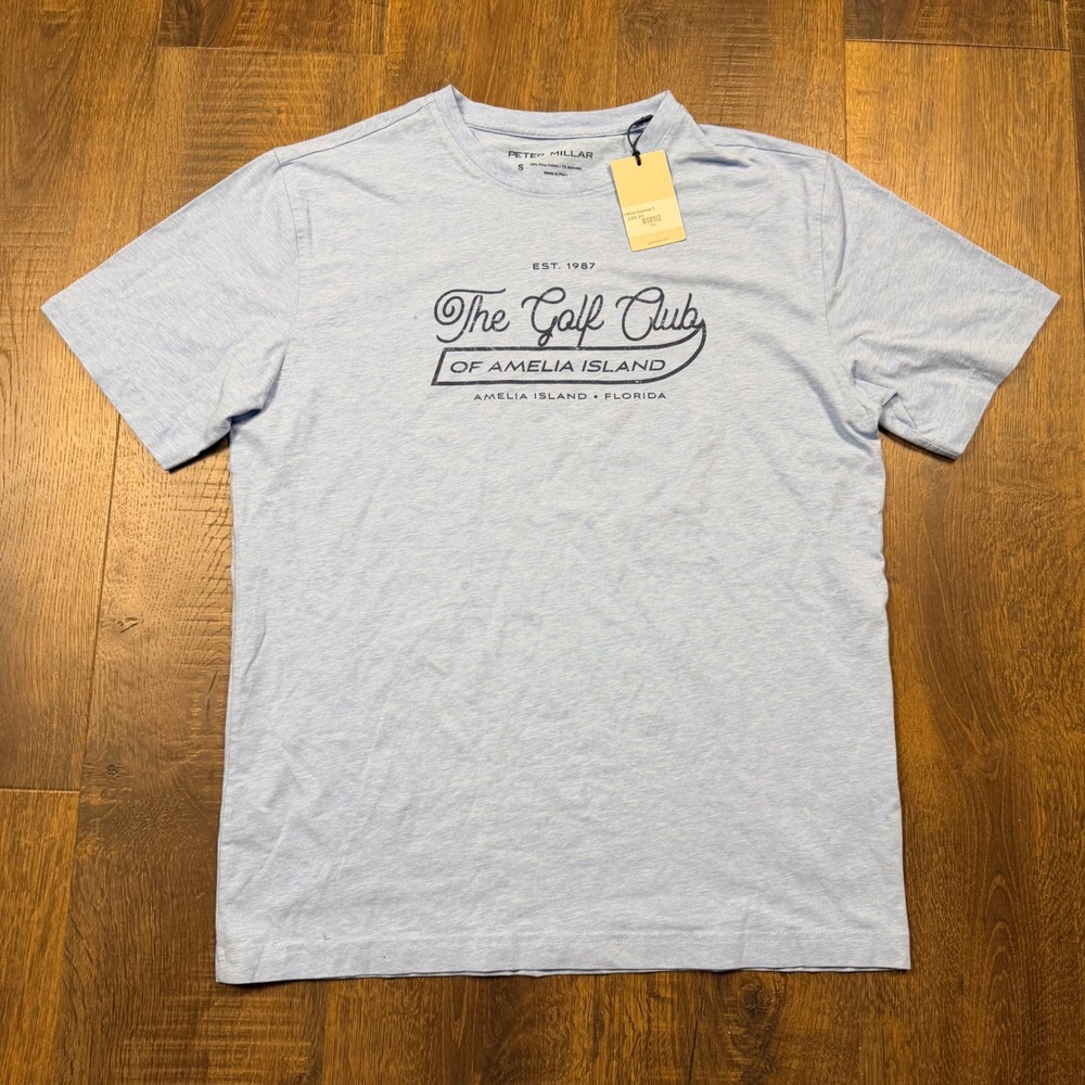 Peter Millar The Golf Club of Amelia Island T-Shirt Mens Small Blue NWT